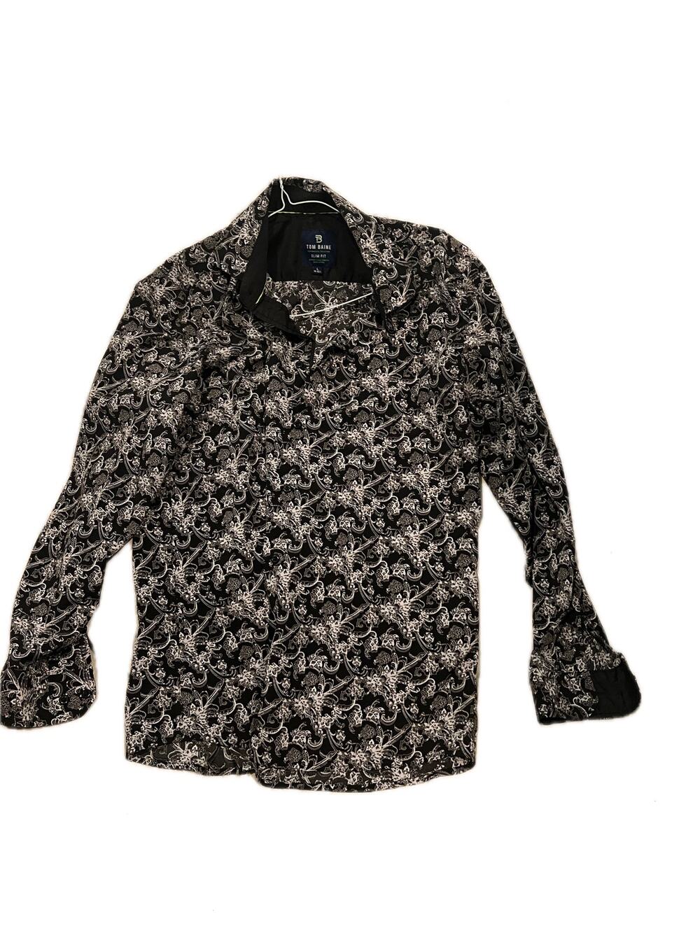 Tom Baine Slim Fit Long Sleeve Paisley Shirt Mens L 16-16.5